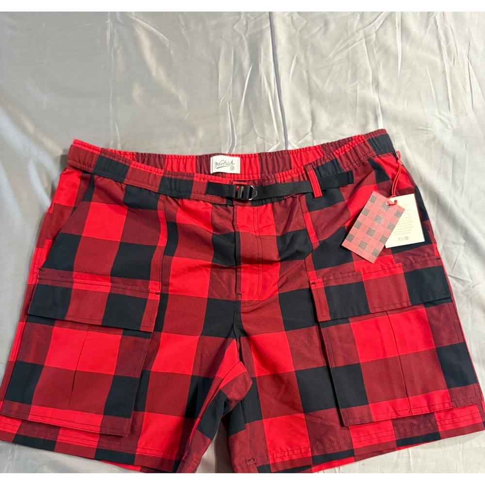 Woolrich x Target Mens Buffalo Plaid Cargo Shorts Red Black XL NWT